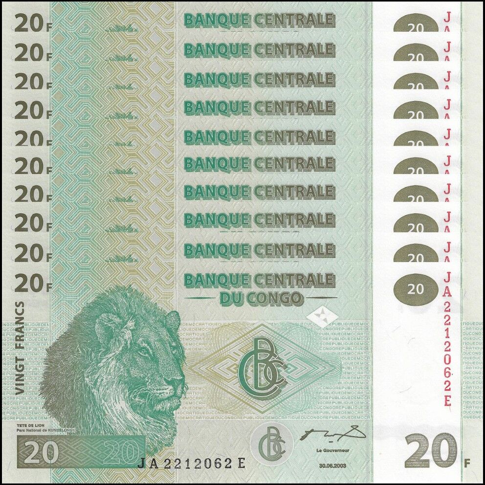 Congo - 20 Francs 2003 - Pick- 94 - Set 10 PCS