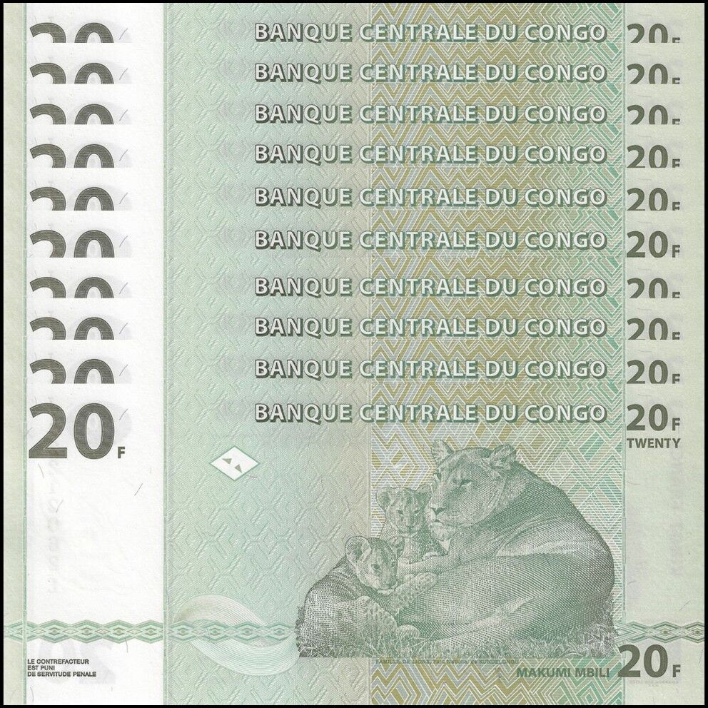 Congo - 20 Francs 2003 - Pick- 94 - Set 10 PCS