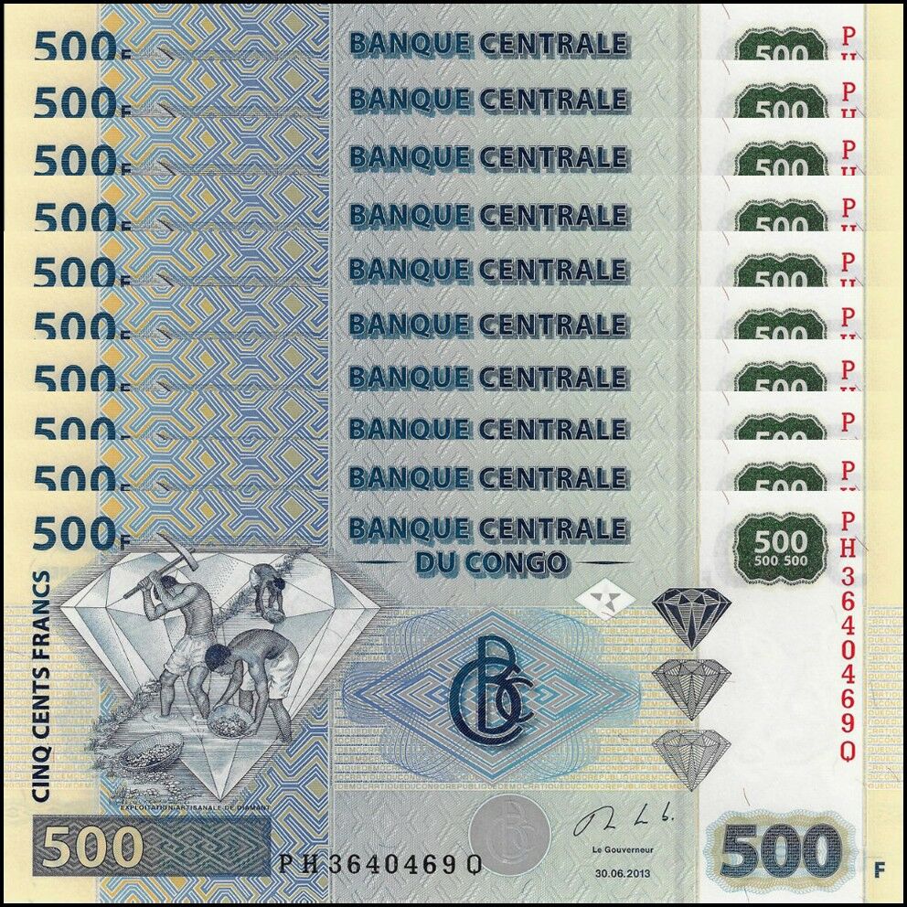Congo - 500 Francs 2013 - Pick- 96b - Set 10 PCS