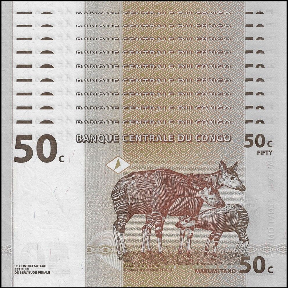 Congo - 50 Centimes 1997 - Pick- 84a - Set 10 PCS