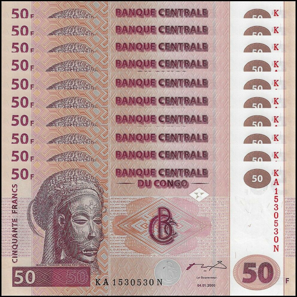 Congo - 50 Francs 2000 - Pick- 91A - Set 10 PCS