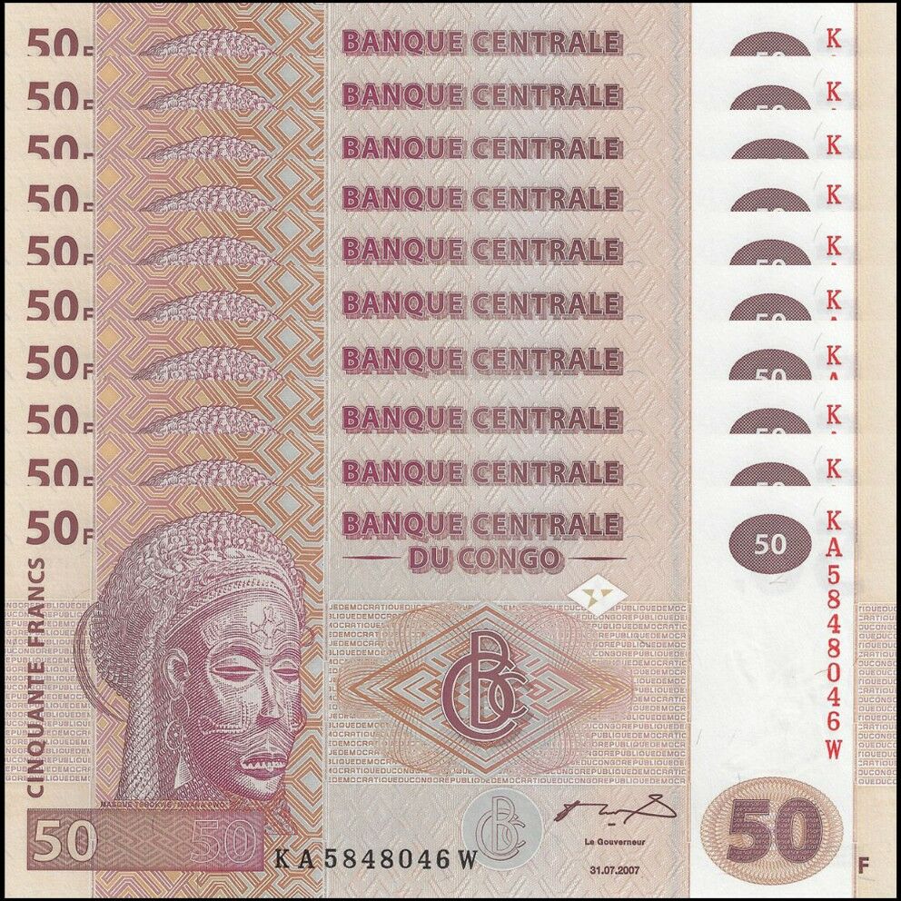 Congo - 50 Francs 2007 - Pick- 97a - Set 10 PSC