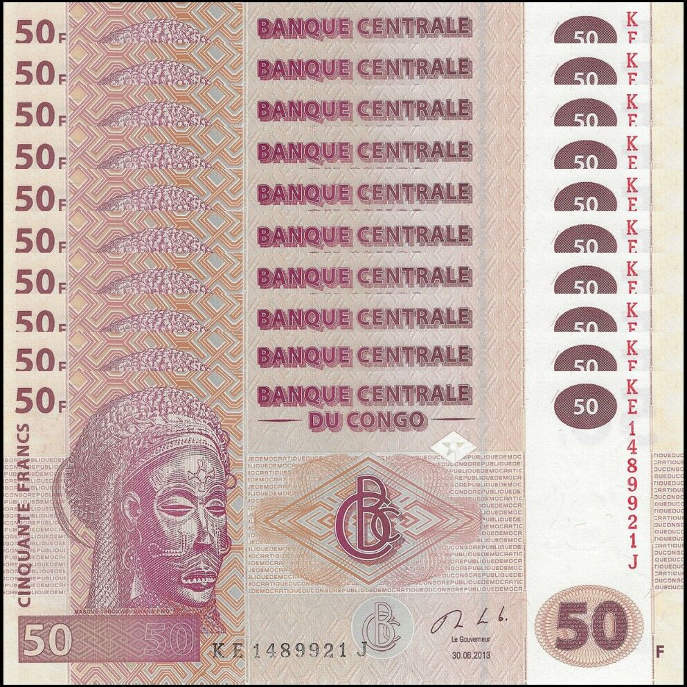Congo - 50 Francs 2013 - Pick- 97b - Set 10 PCS
