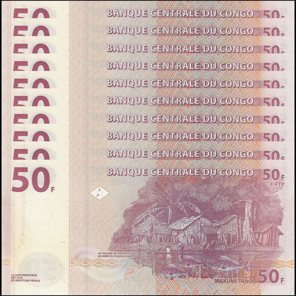 Congo - 50 Francs 2013 - Pick- 97b - Set 10 PCS
