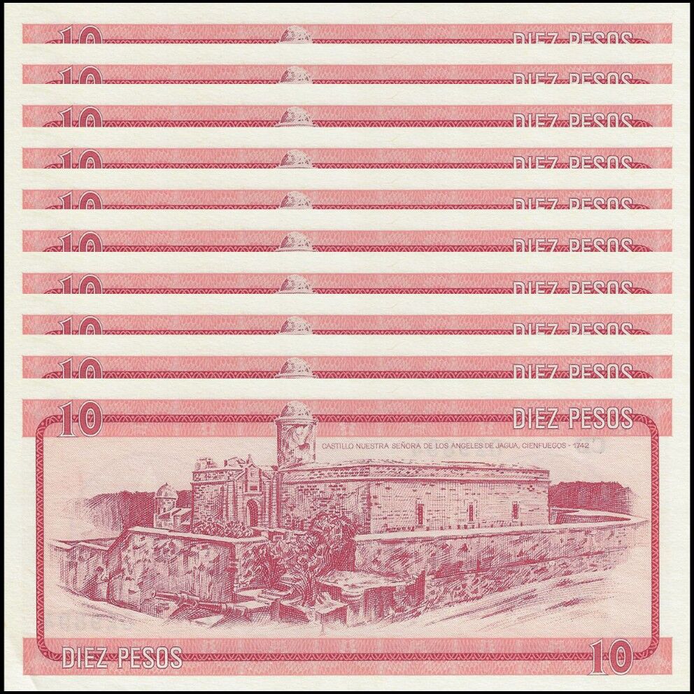 Cuba - 10 Pesos 1985 - Pick- FX4 - Set 10 PCS