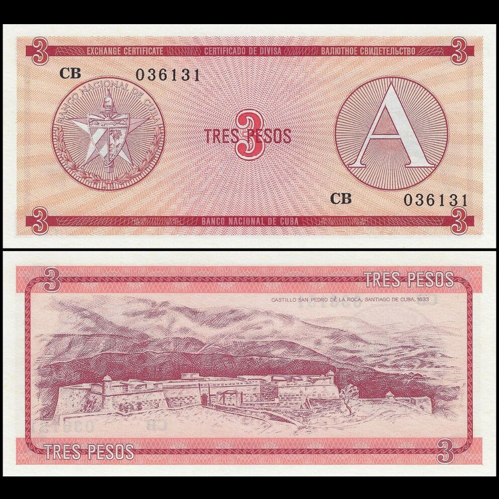 Cuba - 3 Pesos 1985 - Pick- FX2 - Set 10 PCS
