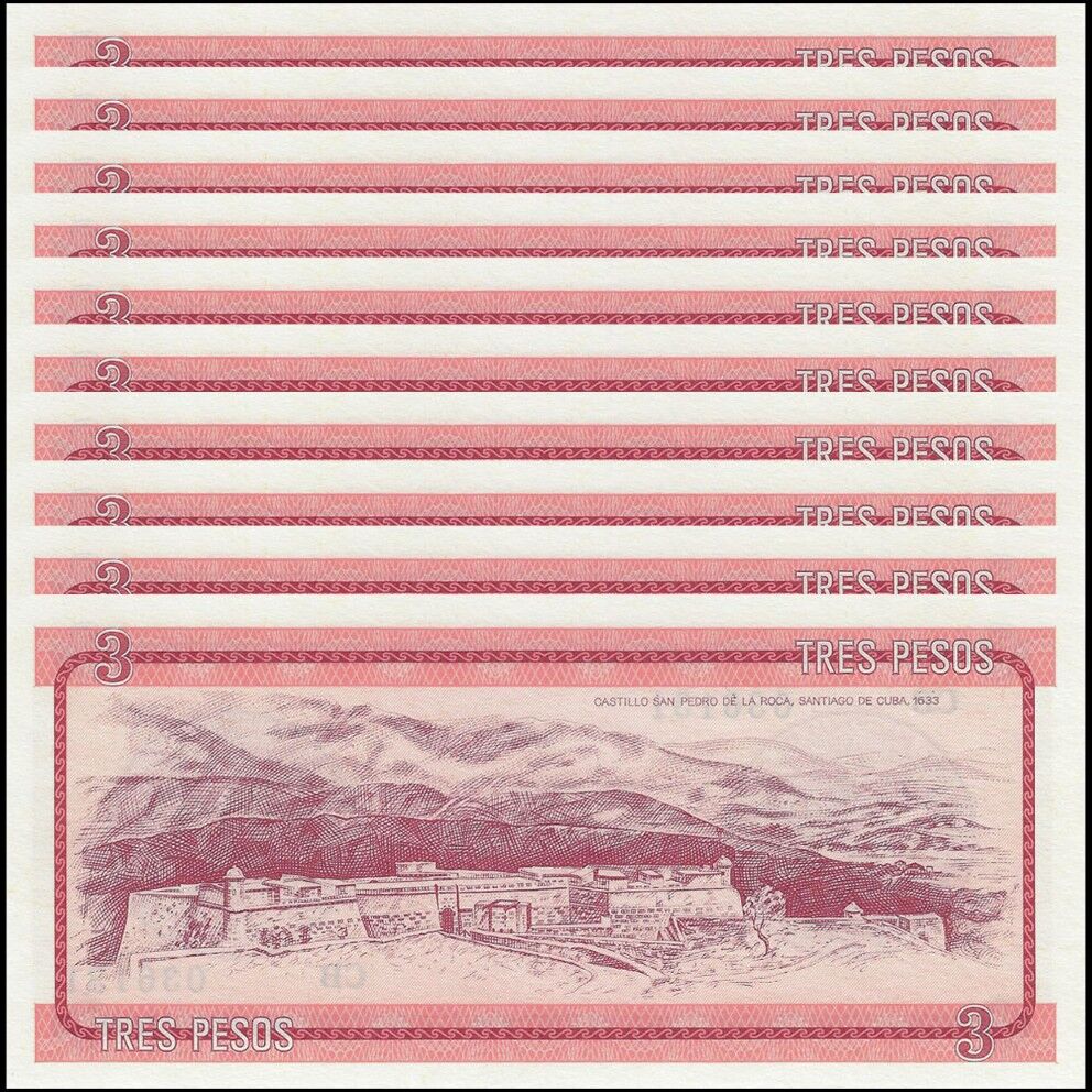 Cuba - 3 Pesos 1985 - Pick- FX2 - Set 10 PCS