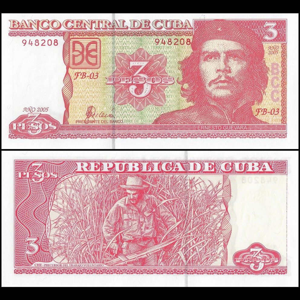 Cuba -  3 Pesos 2005 - Pick # 127b - Brick 1000 PCS