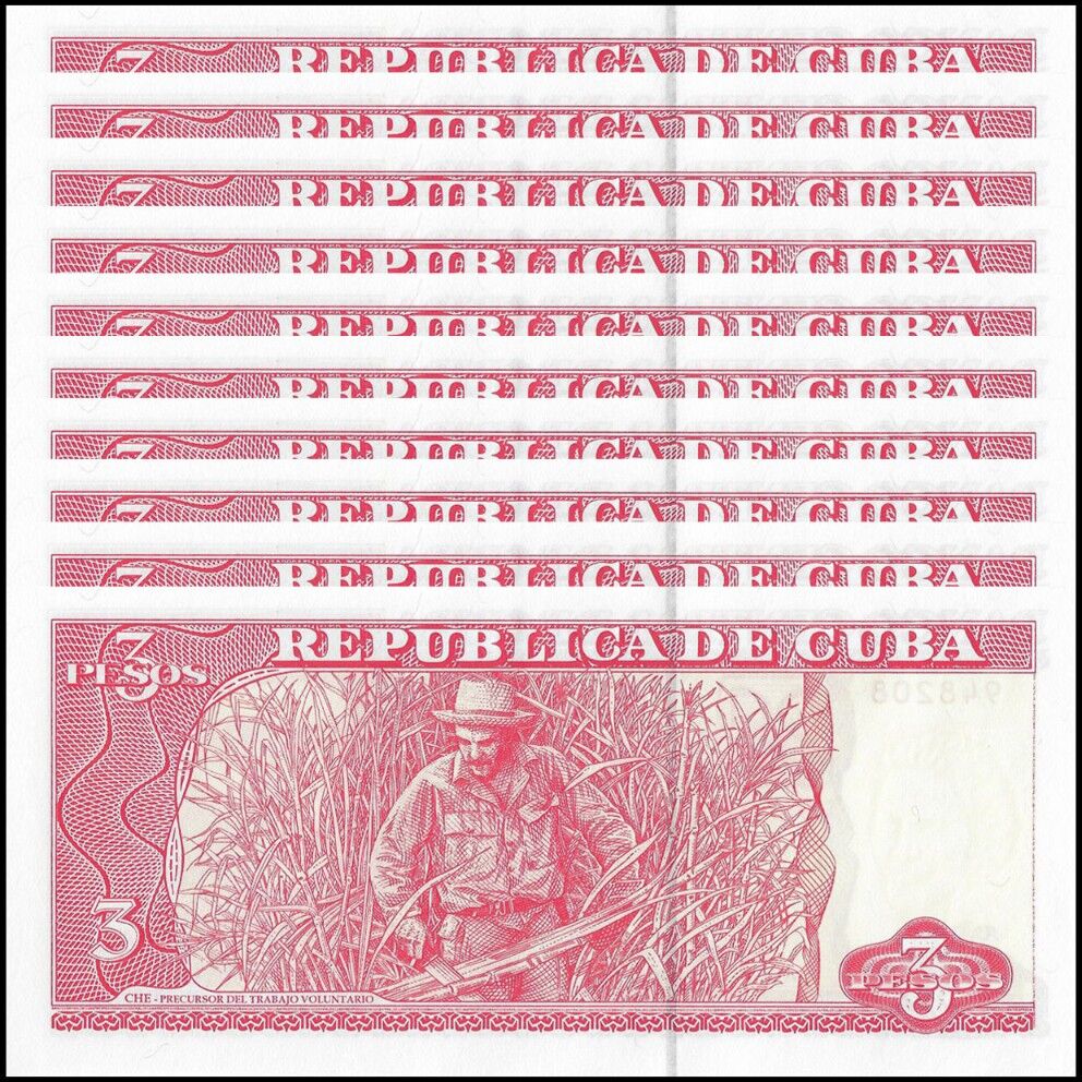 Cuba - 3 Pesos 2005 - Pick- 127b - Set 10 PCS