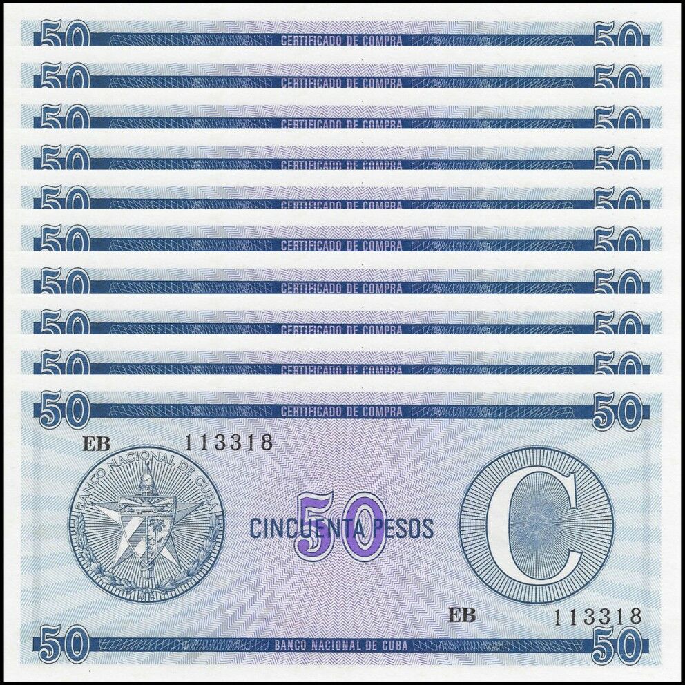Cuba - 50 Pesos 1985 - Pick- FX24 - Set 10 PCS