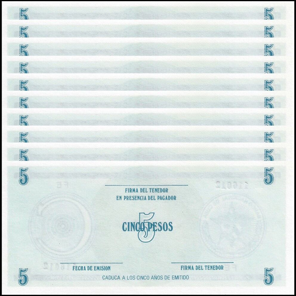 Cuba - 5 Pesos 1987 - Pick- FX13a - Set 10 PSC