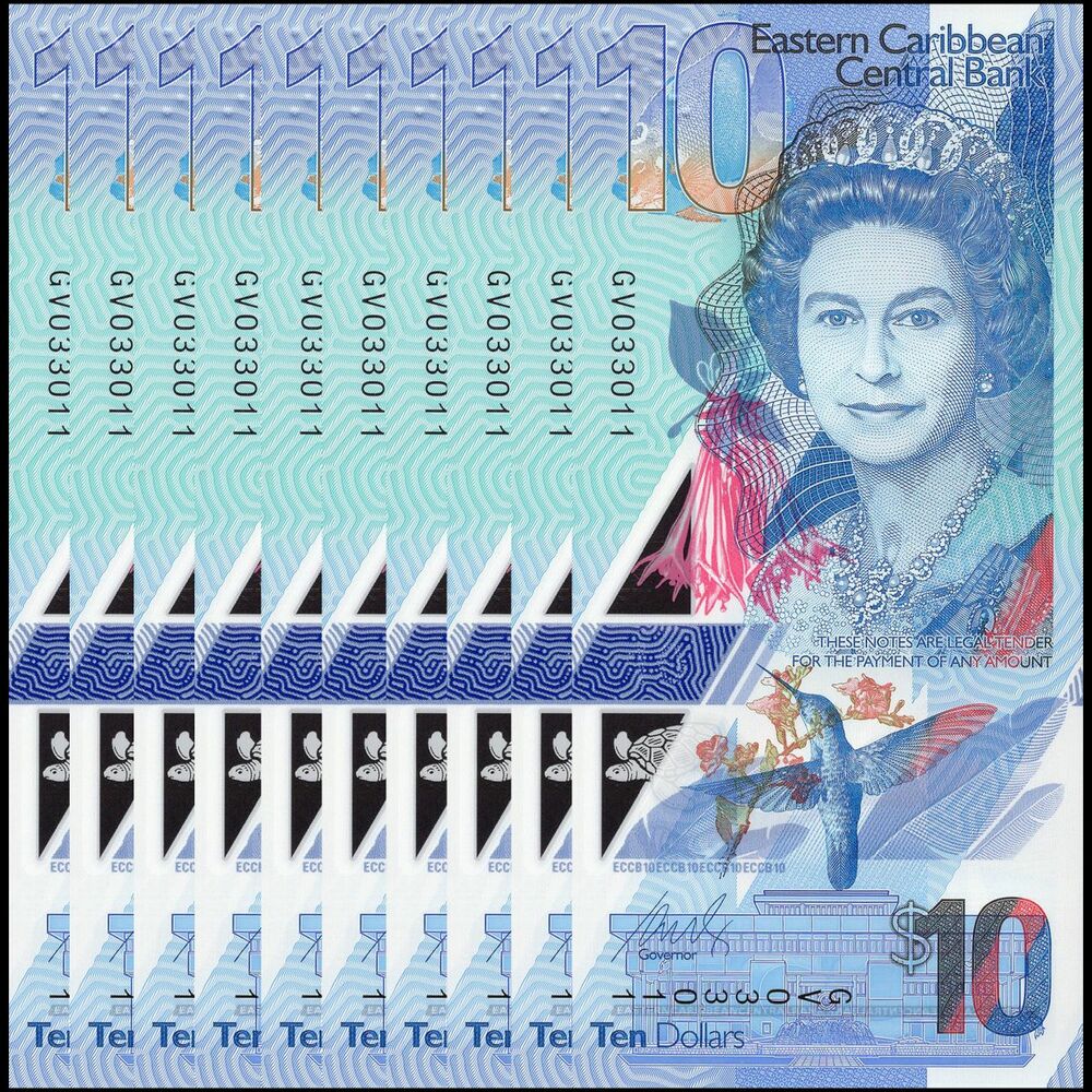 East Caribbean States - 10 Dollars 2019 - Pick- NEW / B241 - Set 10 PCS