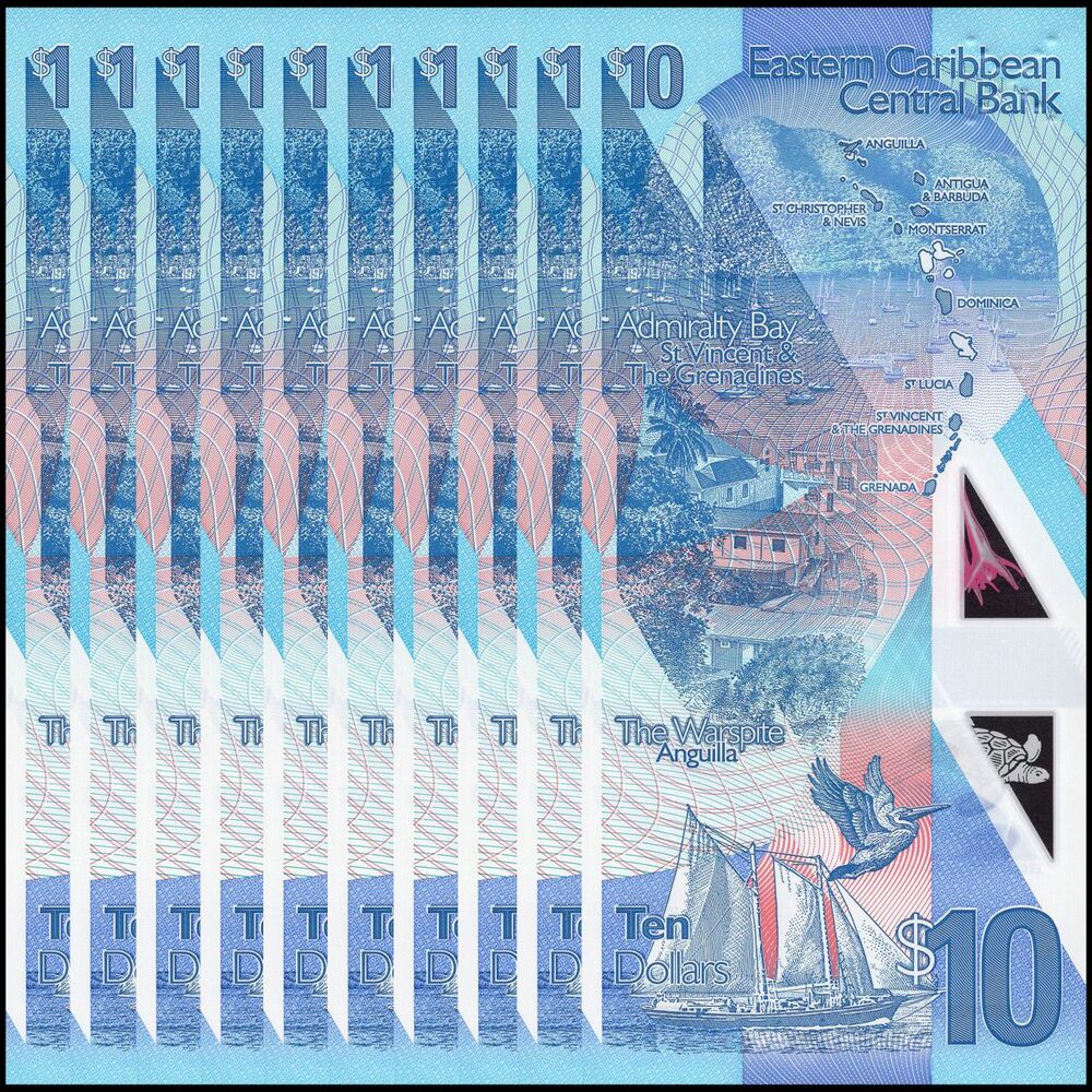 East Caribbean States - 10 Dollars 2019 - Pick- NEW / B241 - Set 10 PCS