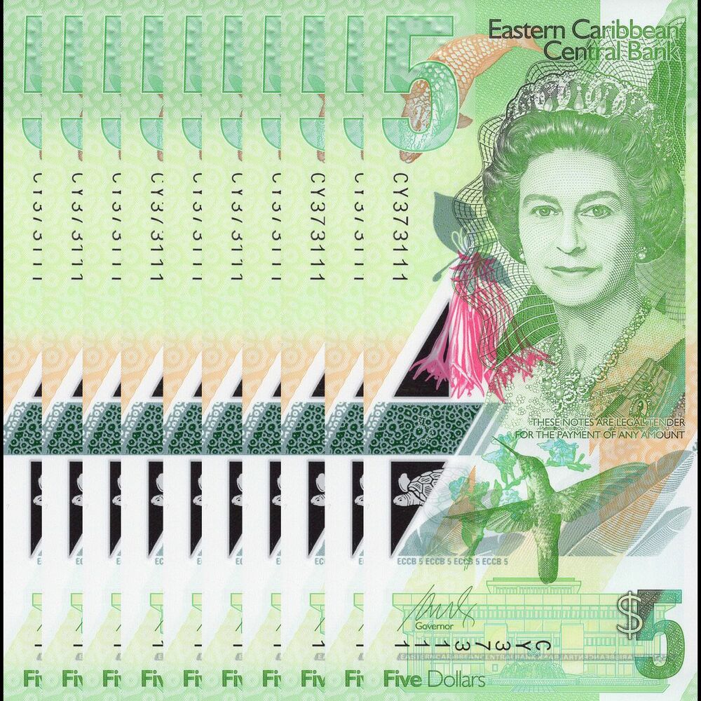 East Caribbean - 5 Dollars 2021 - Pick- NEW / B240 - Set 10 PCS