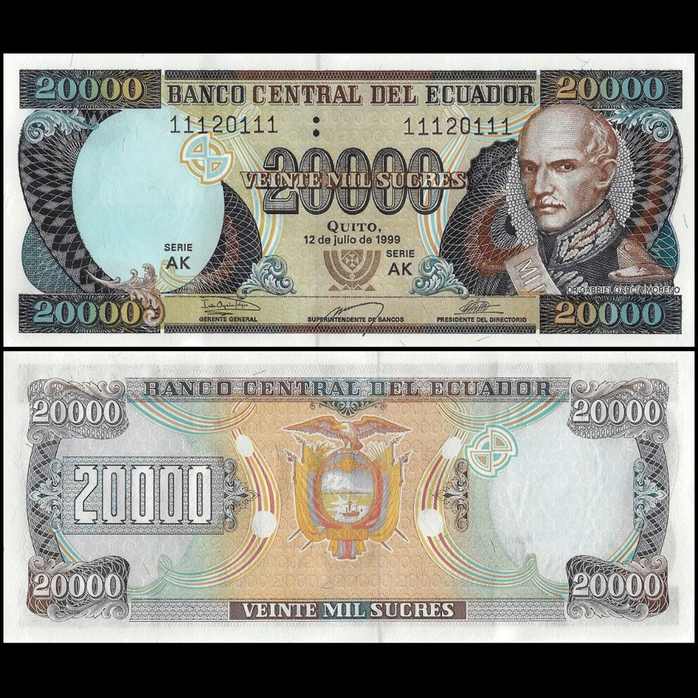 Ecuador - 20.000 Sucres 1999 - Pick- 129 - Set 10 PCS