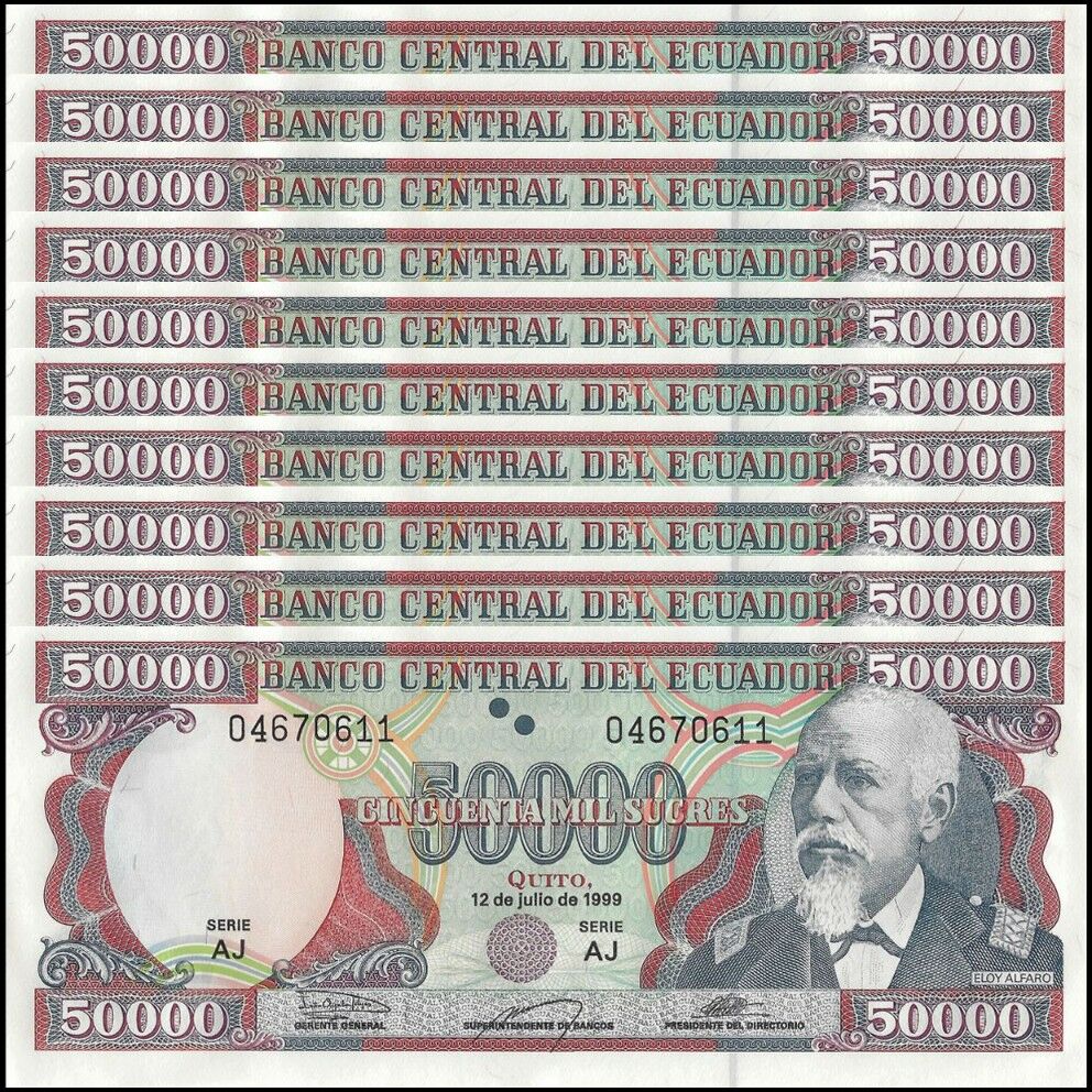 Ecuador - 50.000 Sucres 1999 - Pick- 130 - Set 10 PCS