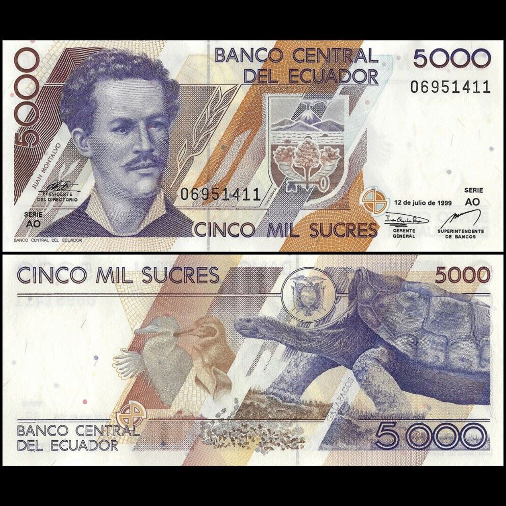 Ecuador -  5000 Sucres 1999 - Pick # 128c - Set 10 PCS