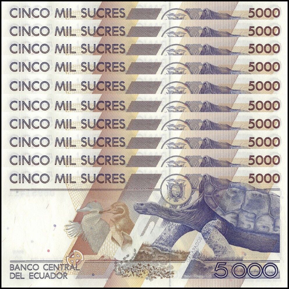 Ecuador -  5000 Sucres 1999 - Pick # 128c - Set 10 PCS