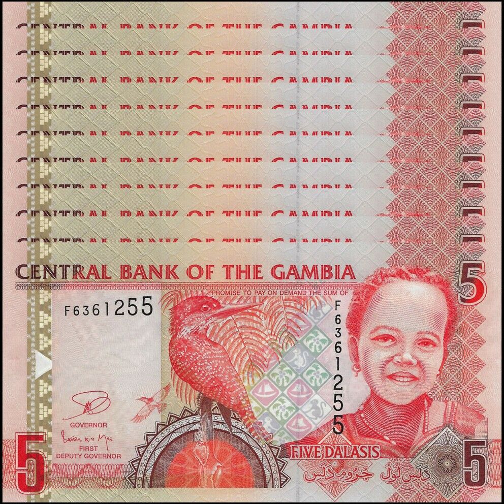 Gambia -  5 Dalasis 2013 - Pick # 25 - Set 10 PCS
