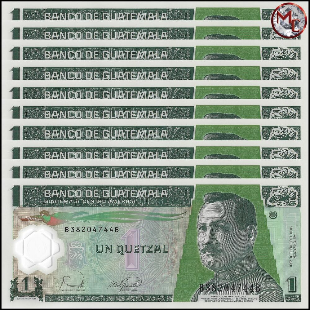 Guatemala -  1 Quetzal 2006 - Pick # 109a - Set 10 PCS