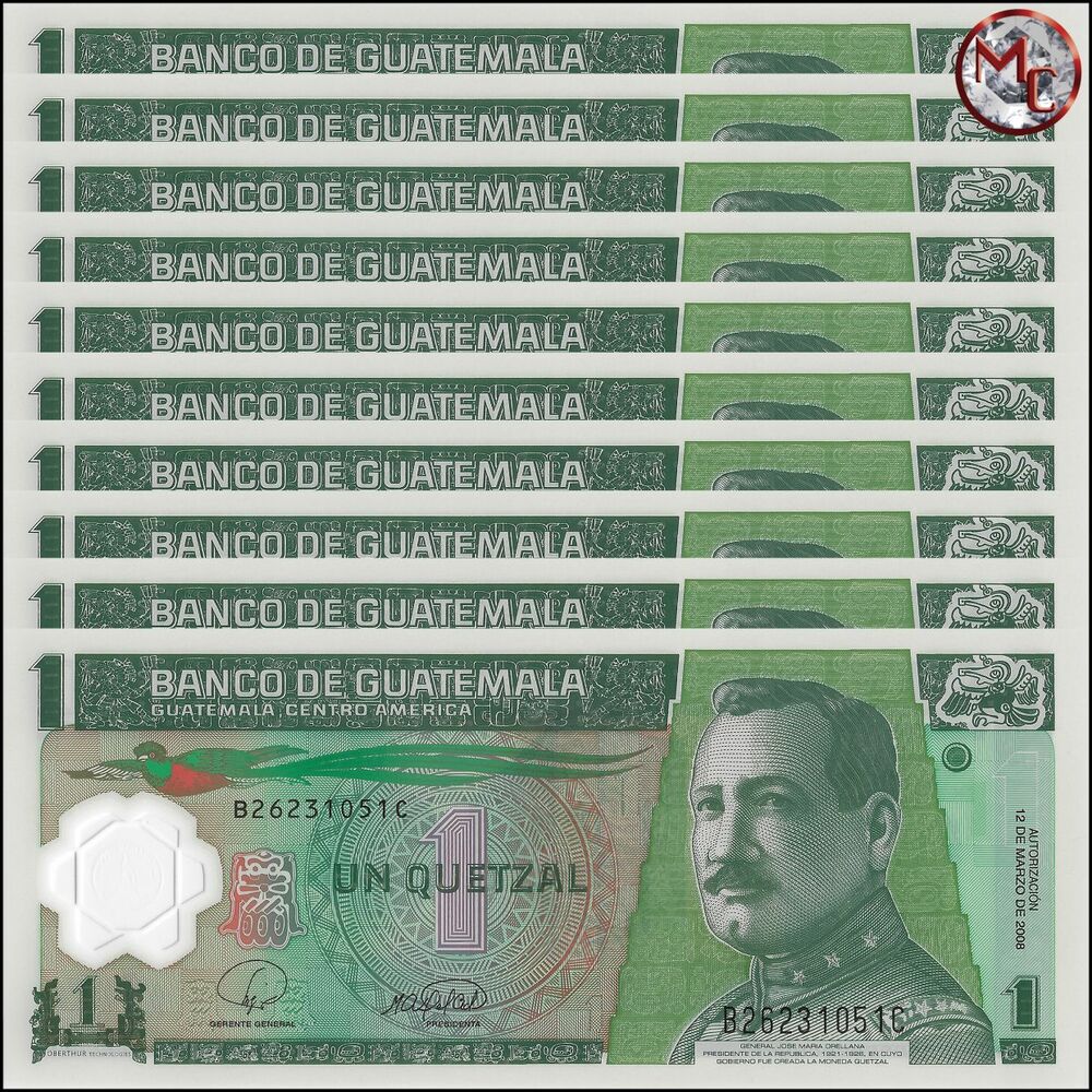 Guatemala -  1 Quetzal 2008 - Pick # 115a - Set 10 PCS