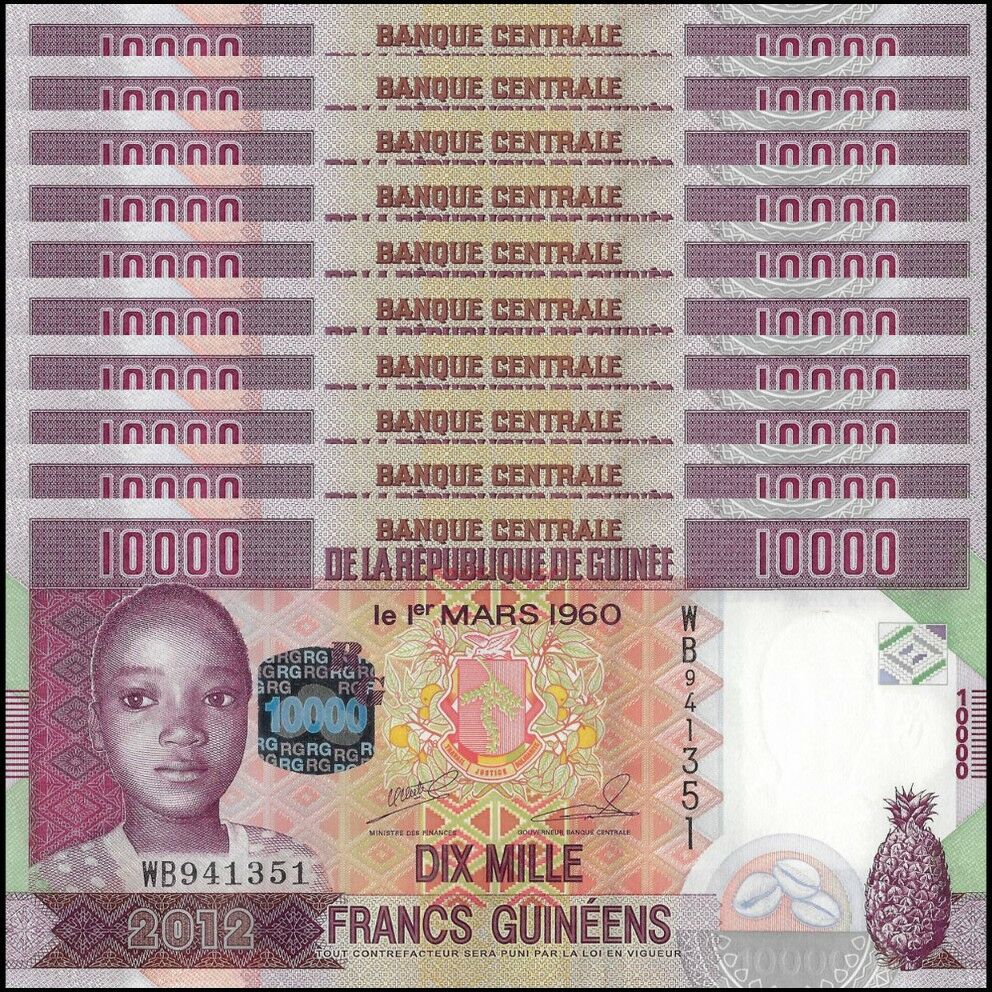 Guinea - 10.000 Francs 2012 - 46 / B336 - Set 10 PCS