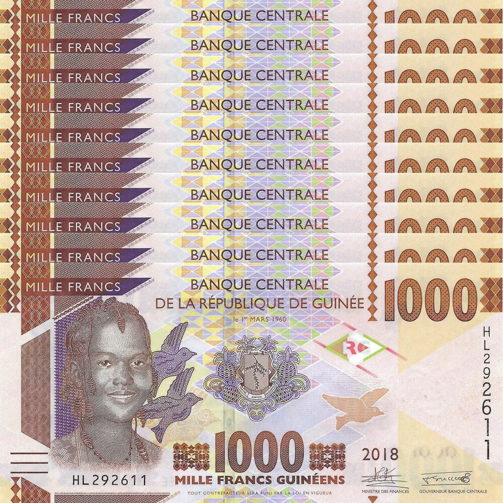 Guinea - 1000 Francs 2018 - Pick- 48c / B339c - Set 10 PCS