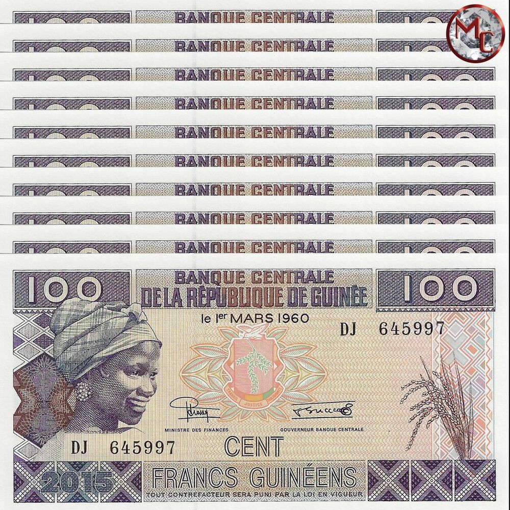 Guinea - 100 Francs 2015 - Pick- A47 / B337 - Set 10 PCS