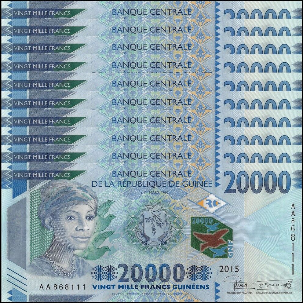 Guinea - 20.000 Francs 2015 - Pick- 50 / B341 - Set 10 PCS