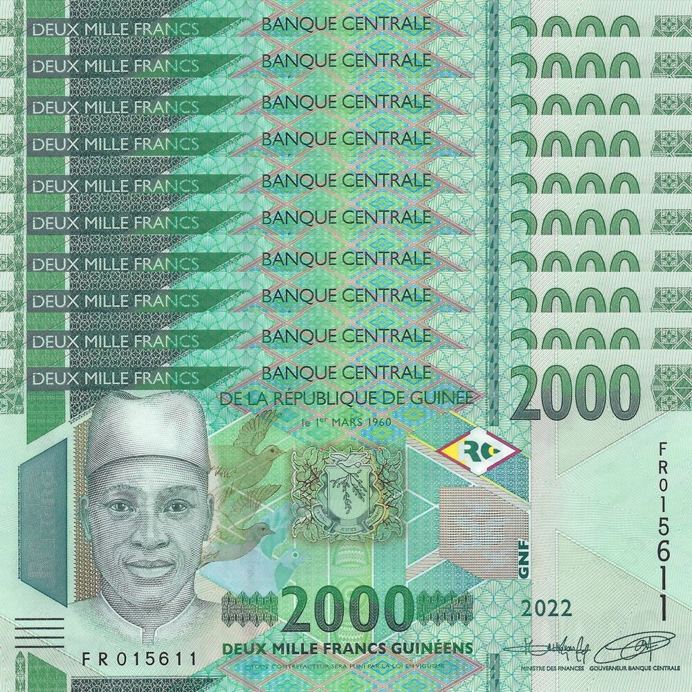Guinea - 2000 Francs 2022 - Pick- 48Ab / B342b - Set 10 PCS