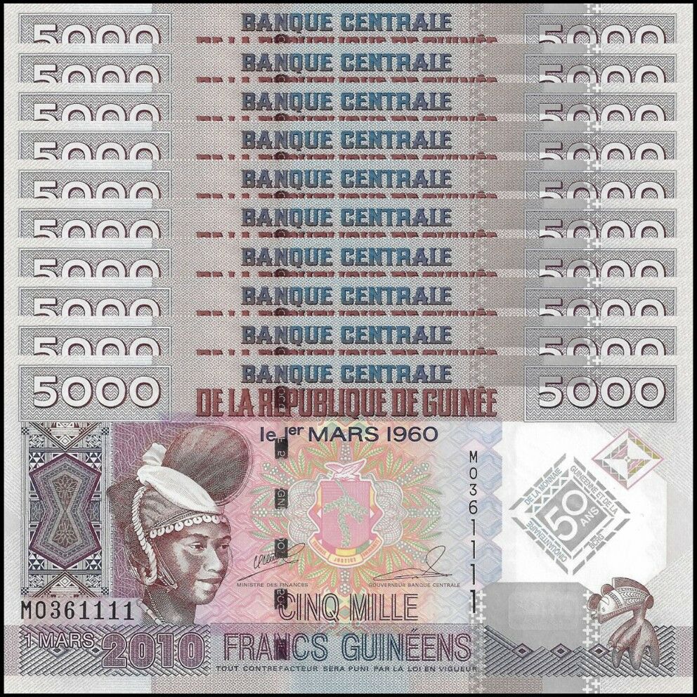 Guinea - 5000 Francs 2010 - Pick # 44b - COMMEMORATIVE - Set 10 PCS