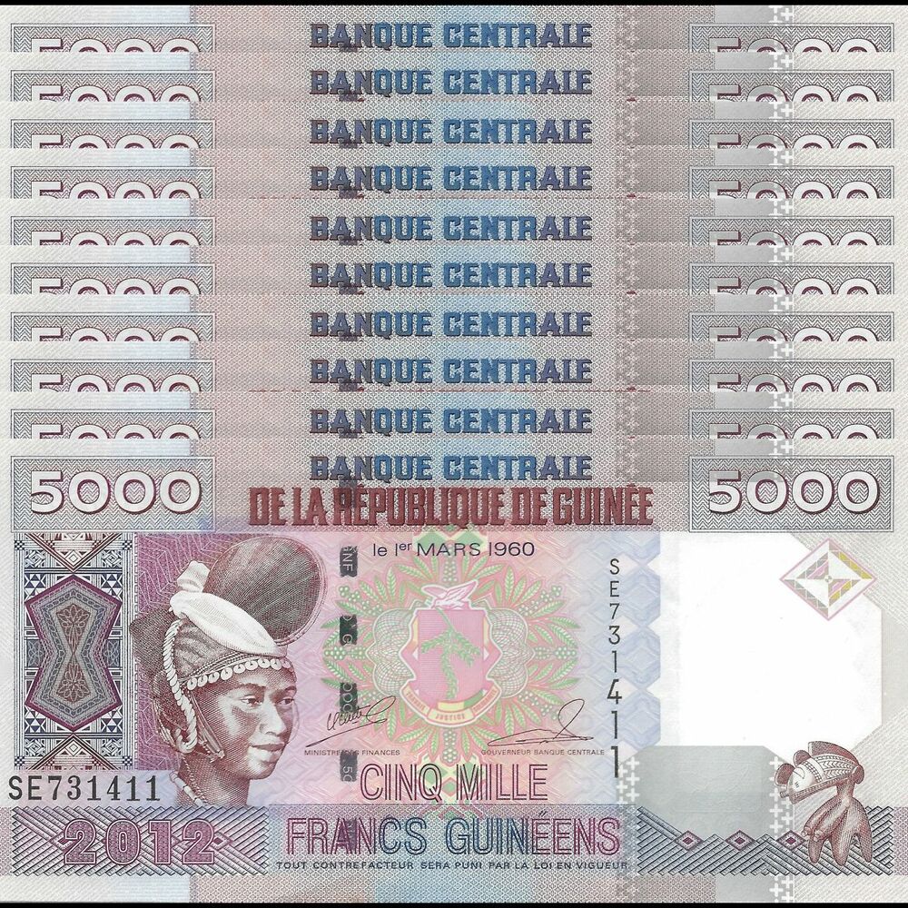 Guinea - 5000 Francs 2012 - Pick # 41b - Set 10 PCS