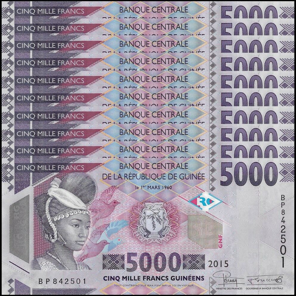 Guinea - 5000 Francs 2015 - 49a / B340a - Set 10 PCS