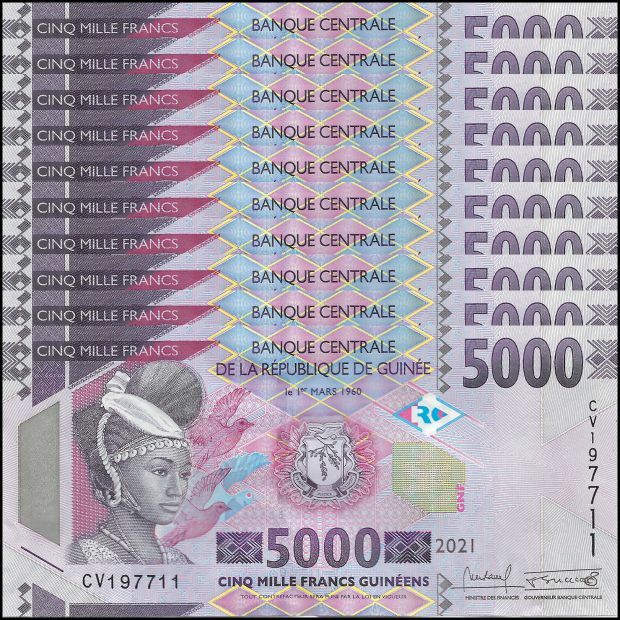 Guinea - 5000 Francs 2021 - Pick- 49c / B340c - Set 10 PCS