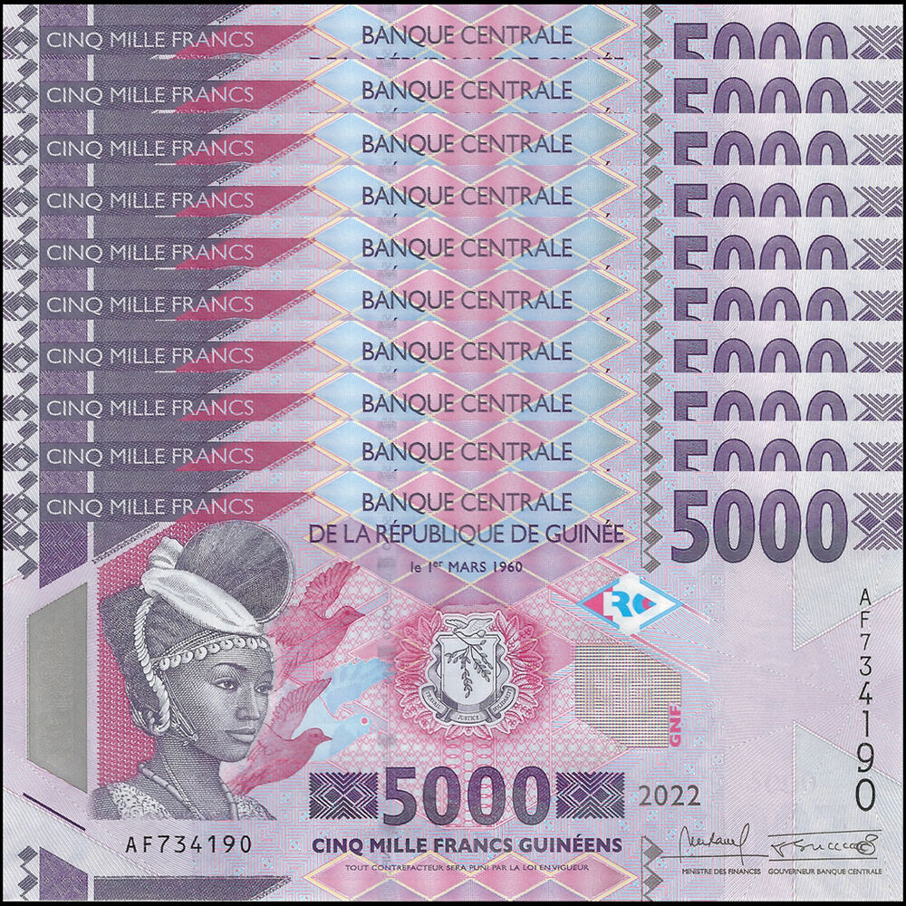Guinea - 5000 Francs 2022 - Pick- 49d / B340d - Set 10 PCS