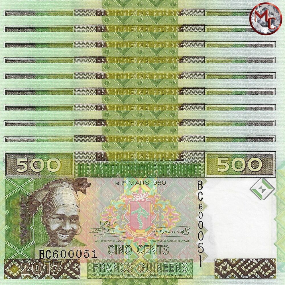 Guinea -  500 Francs 2017 - Pick # 47b - Set 10 PCS