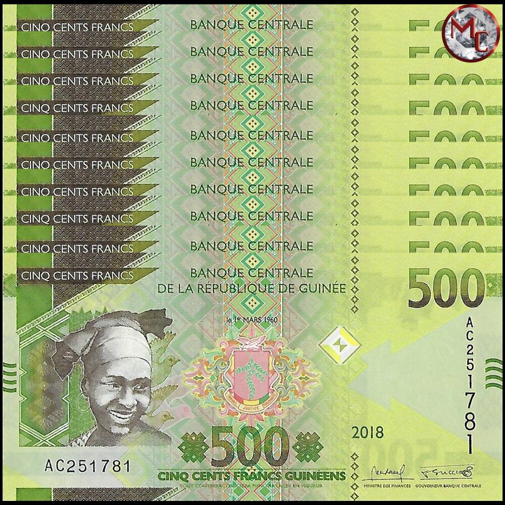 Guinea - 500 Francs 2018 - Pick- 51a / B341.5a - Set 10 PSC