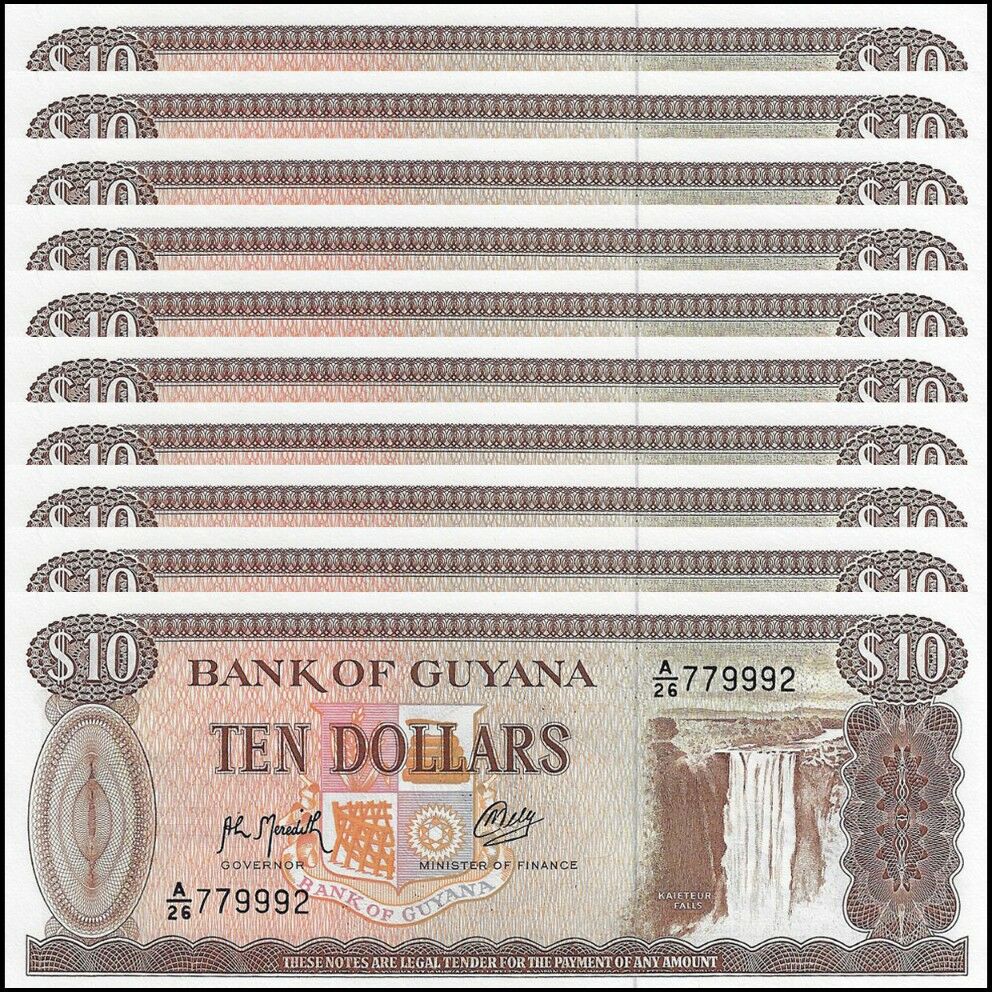 Guyana - 10 Dollars 1993 - Pick- 23f / B103i - Set 10 PCS
