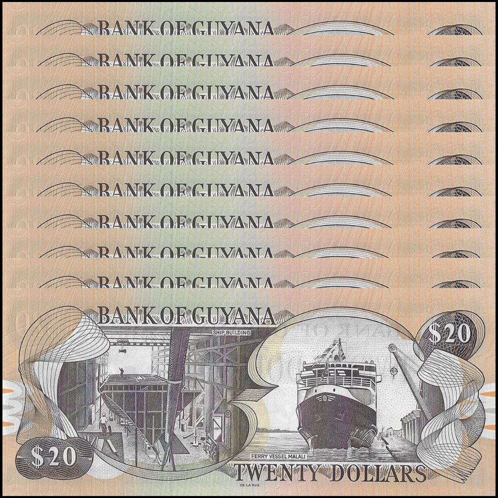 Guyana - 20 Dollars 2018 - Pick- NEW - B108i - Set 10 PCS
