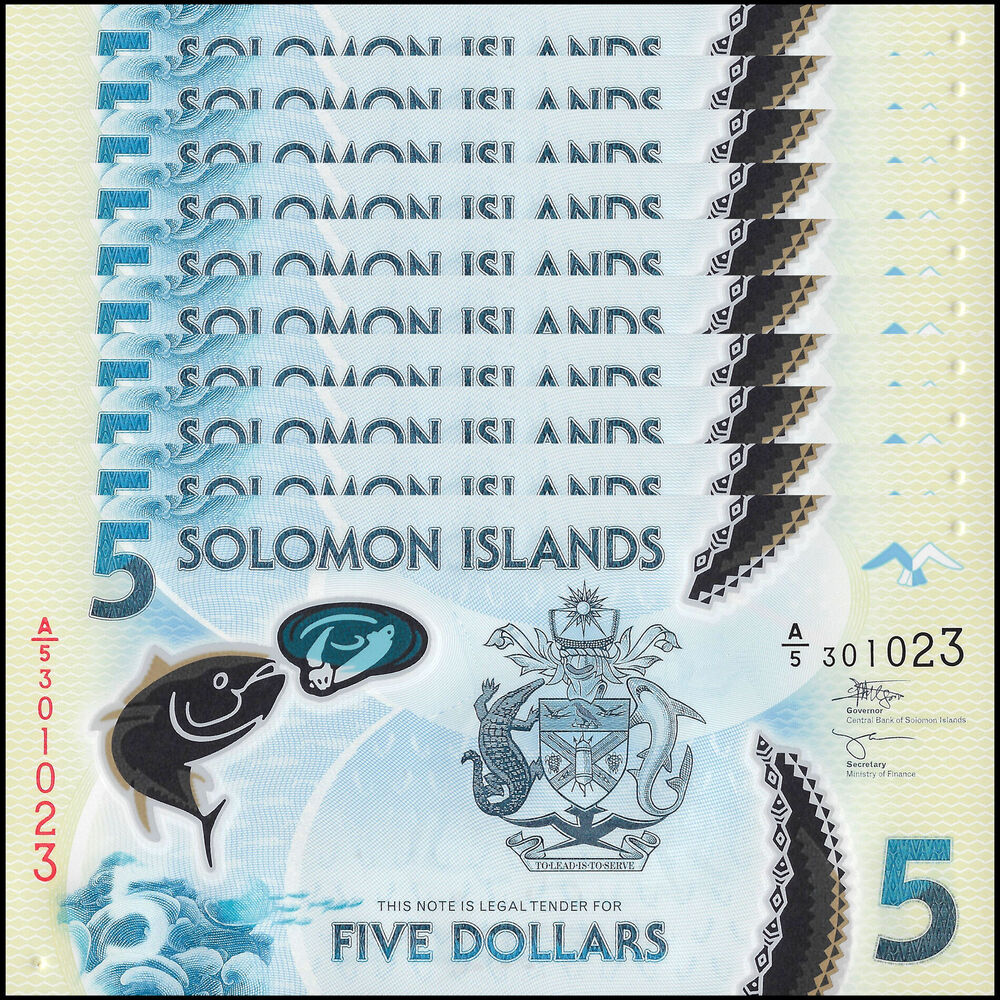 Solomon Islands - 5 Dollars 2022 - Pick- 38b / B221b - Set 10 PCS