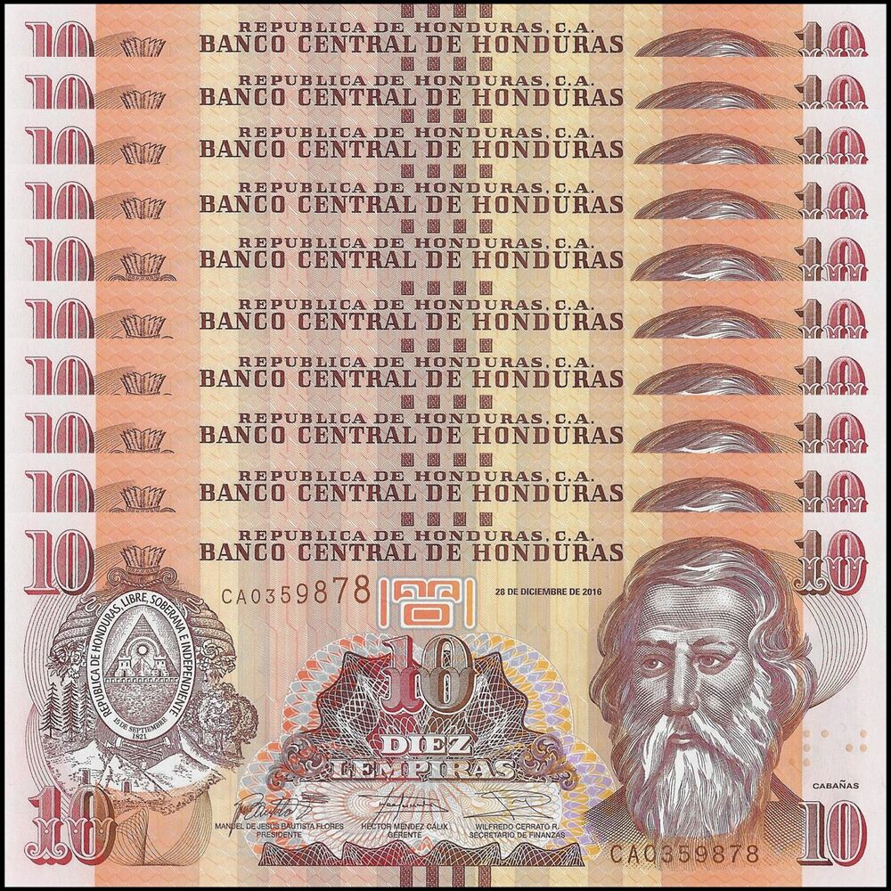 Honduras - 10 Lempiras 2016 - Pick- 99 / B347c - Set 10 PCS