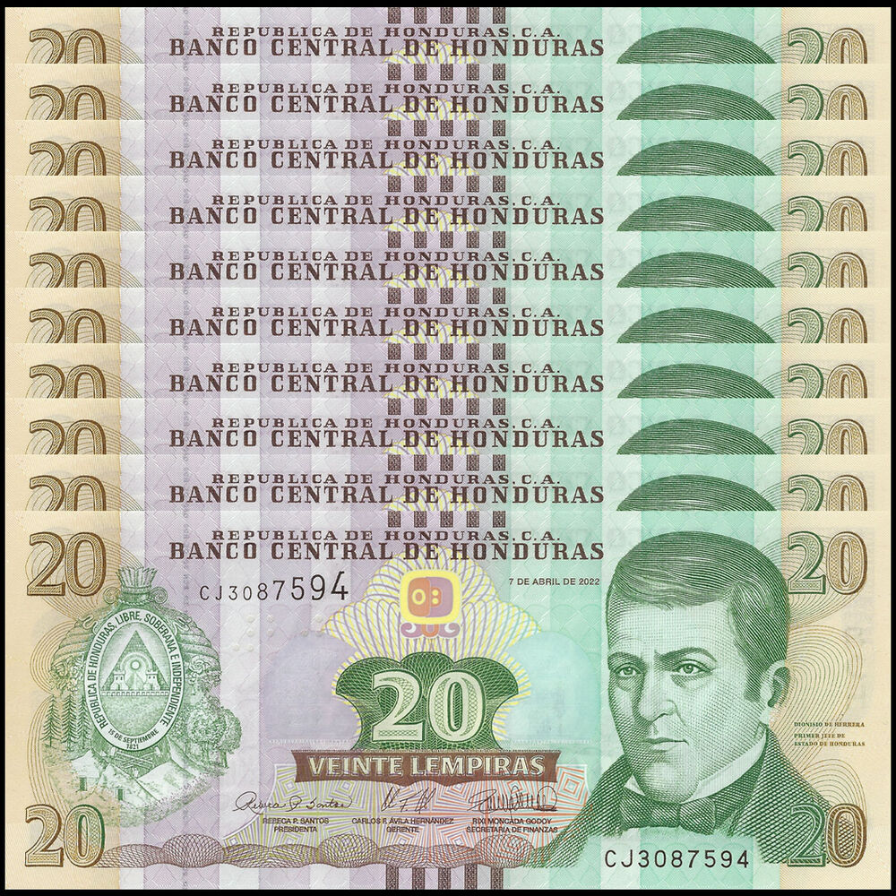 Honduras - 20 Lempiras 2022 - Pick- 100 / B348e - Set 10 PCS