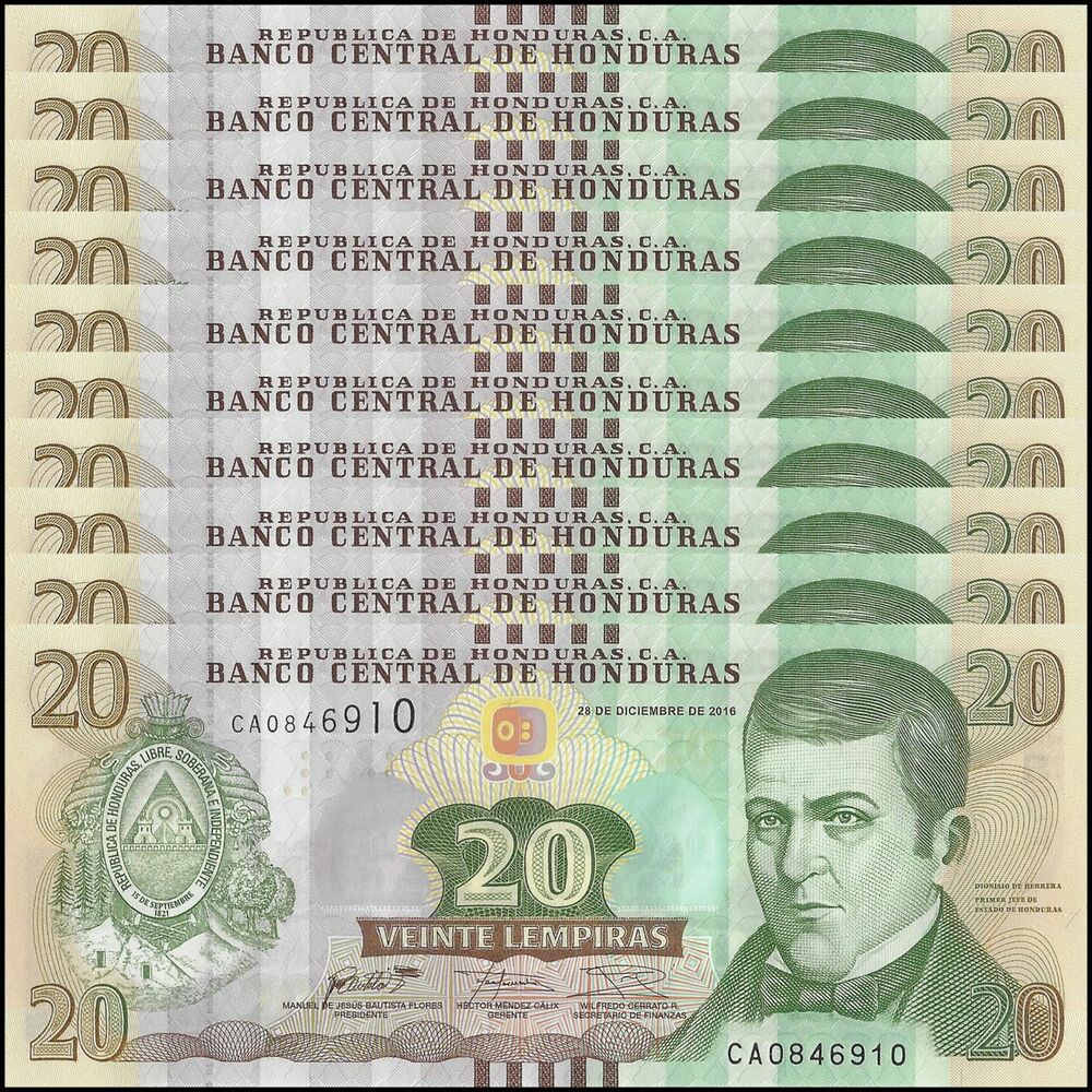 Honduras - 20 Lempiras 2016 - Pick- 100 / B348c - Set 10 PCS