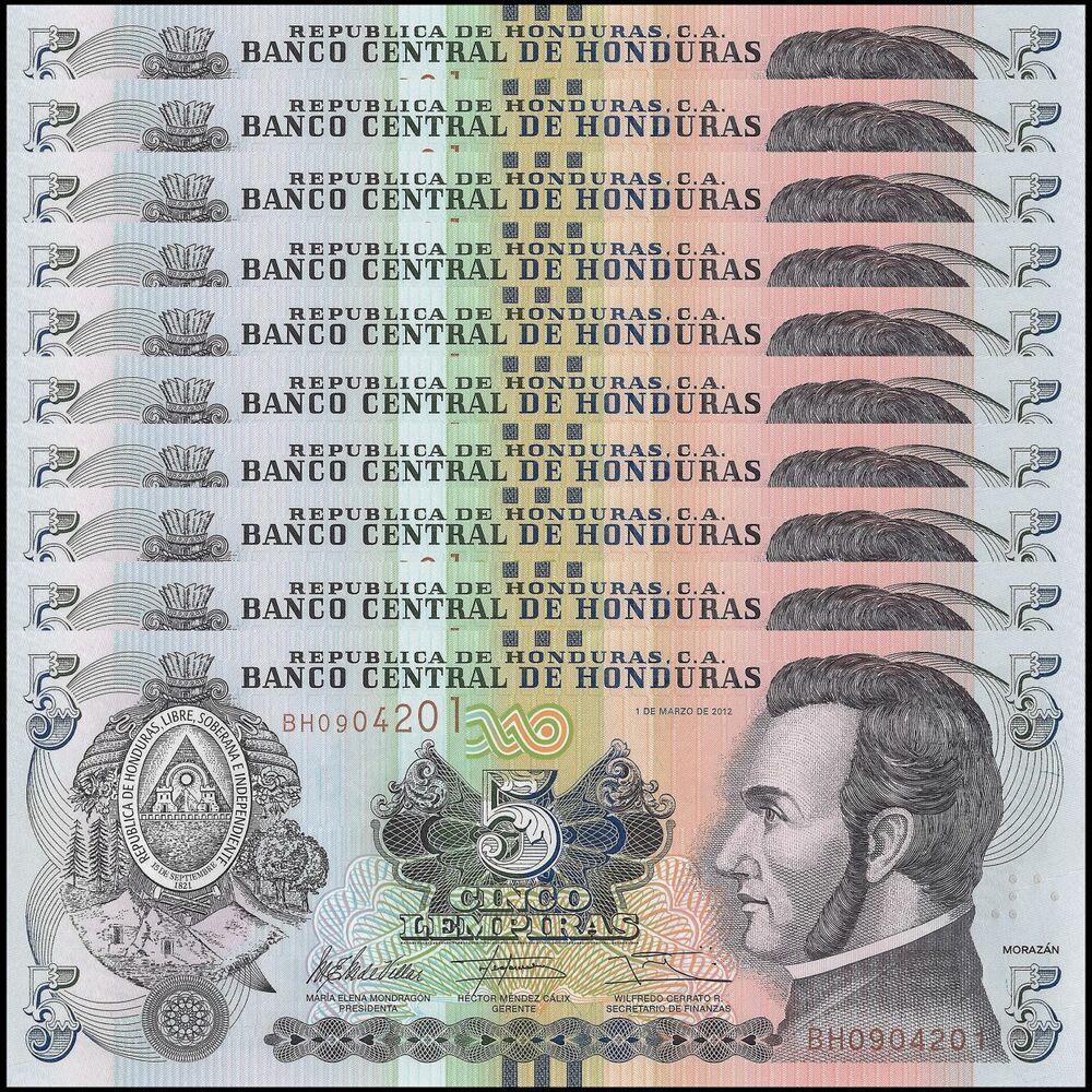 Honduras - 5 Lempiras 2012 - Pick- 98 / B346a - Set 10 PCS