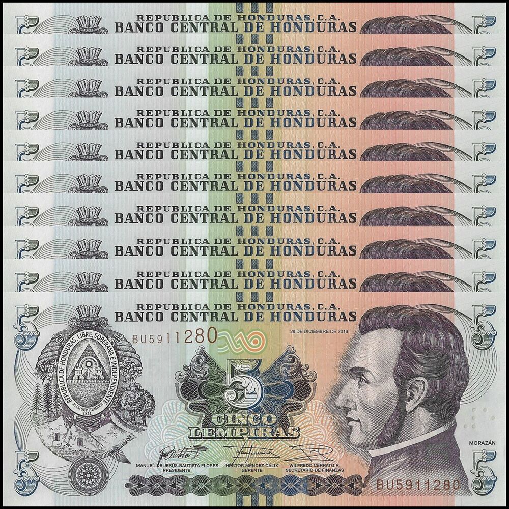 Honduras - 5 Lempiras 2016 - Pick- 98 / B346c - Set 10 PCS
