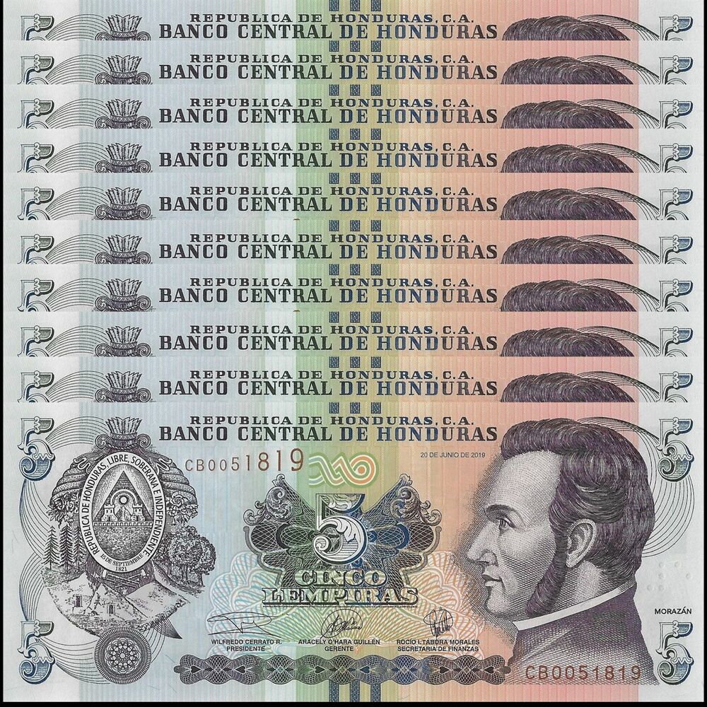 Honduras - 5 Lempiras 2019 - Pick- 98 / B346d - Set 10 PCS