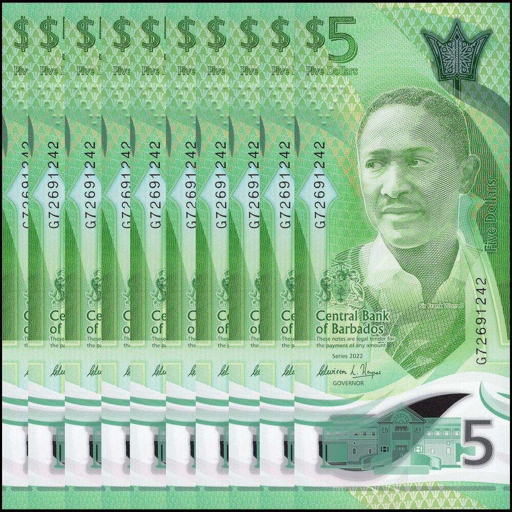 Barbados - 5 Dollars 2022 - Pick- NEW / B240 - Set 10 PCS