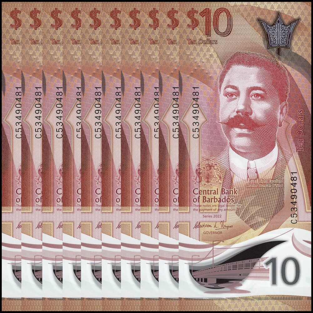 Barbados - 10 Dollars 2022 - Pick- NEW / B241 - Set 10 PCS