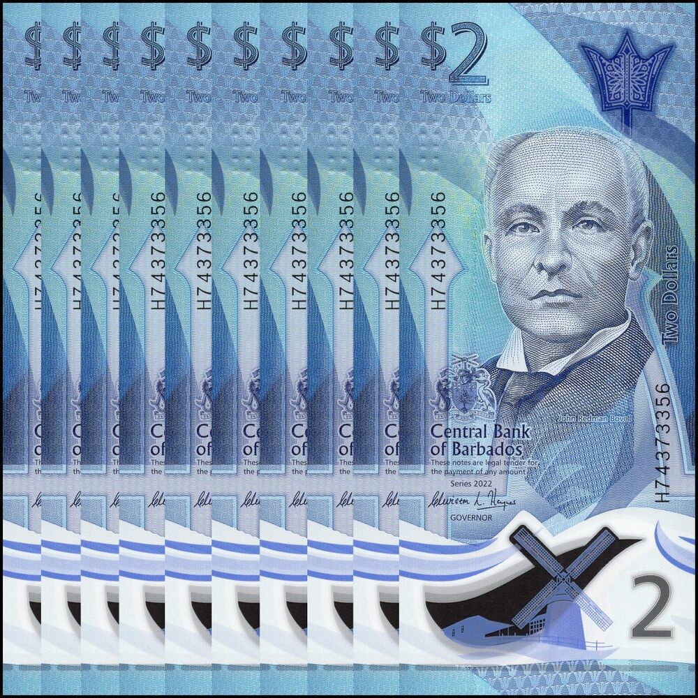 Barbados - 2 Dollars 2022 - Pick- NEW / B239 - Set 10 PCS