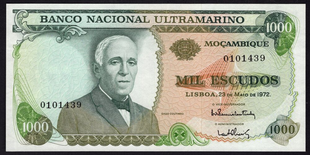Mozambique - 1000 Escudos 1972 - Pick # 115 - XF